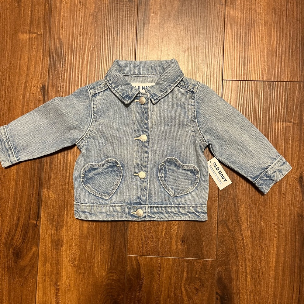 Old Navy Kids Jean Jacket with Heart Pockets - Light Blue